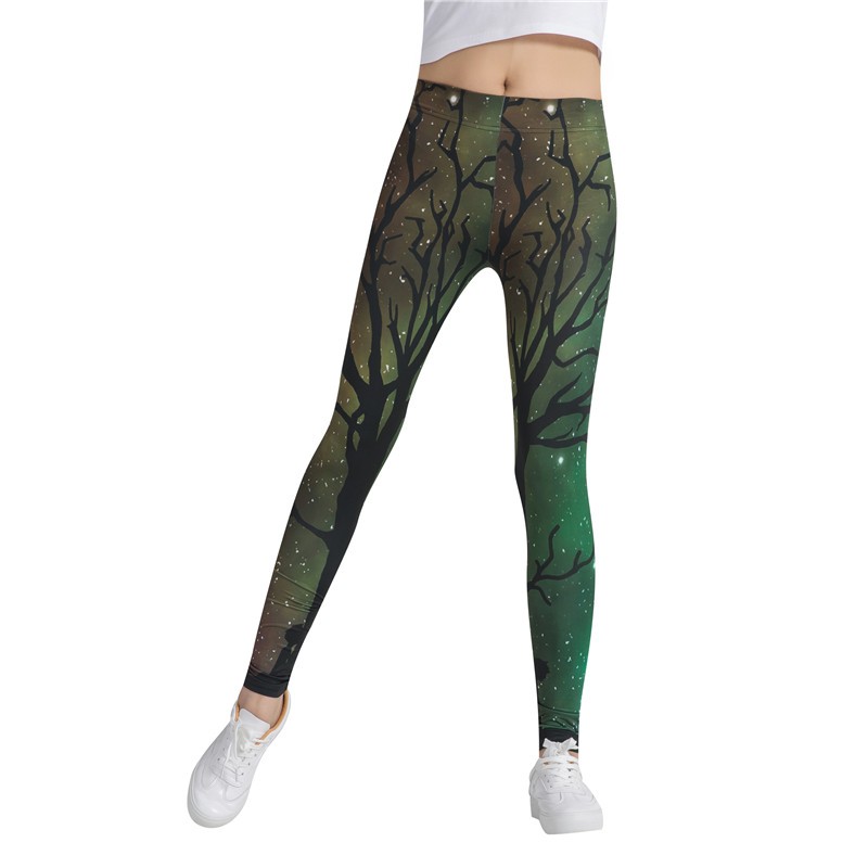 Women's Yoga Leggings Green tree print Yoga pants for women